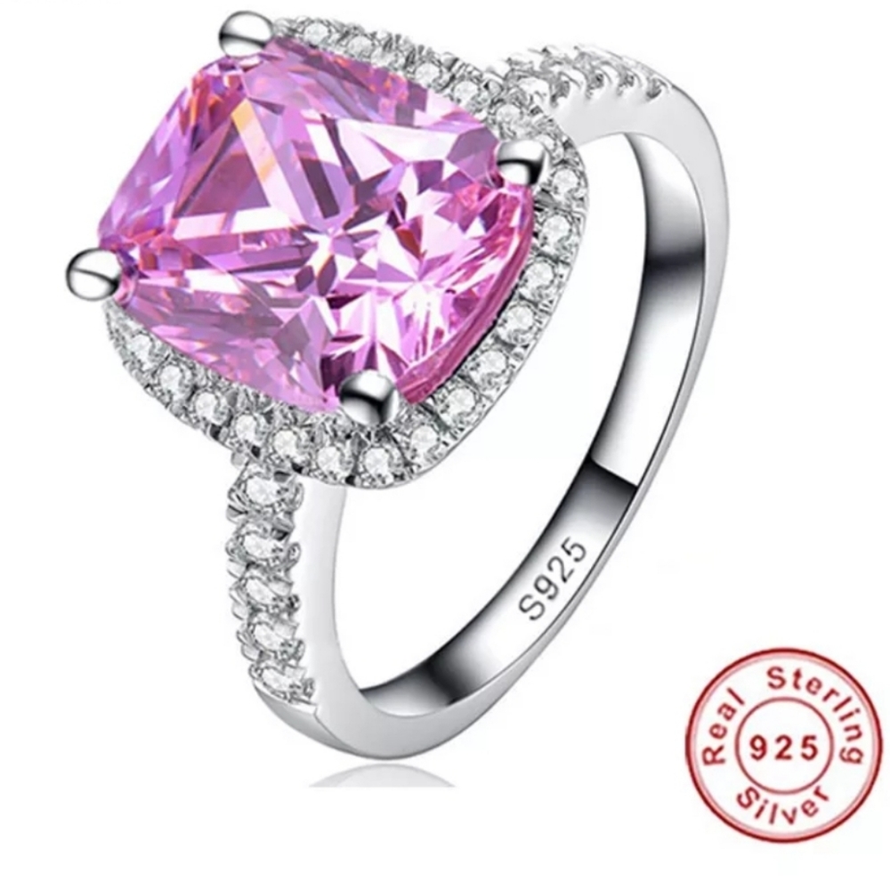 Pink Diamond CZ Silver Ring